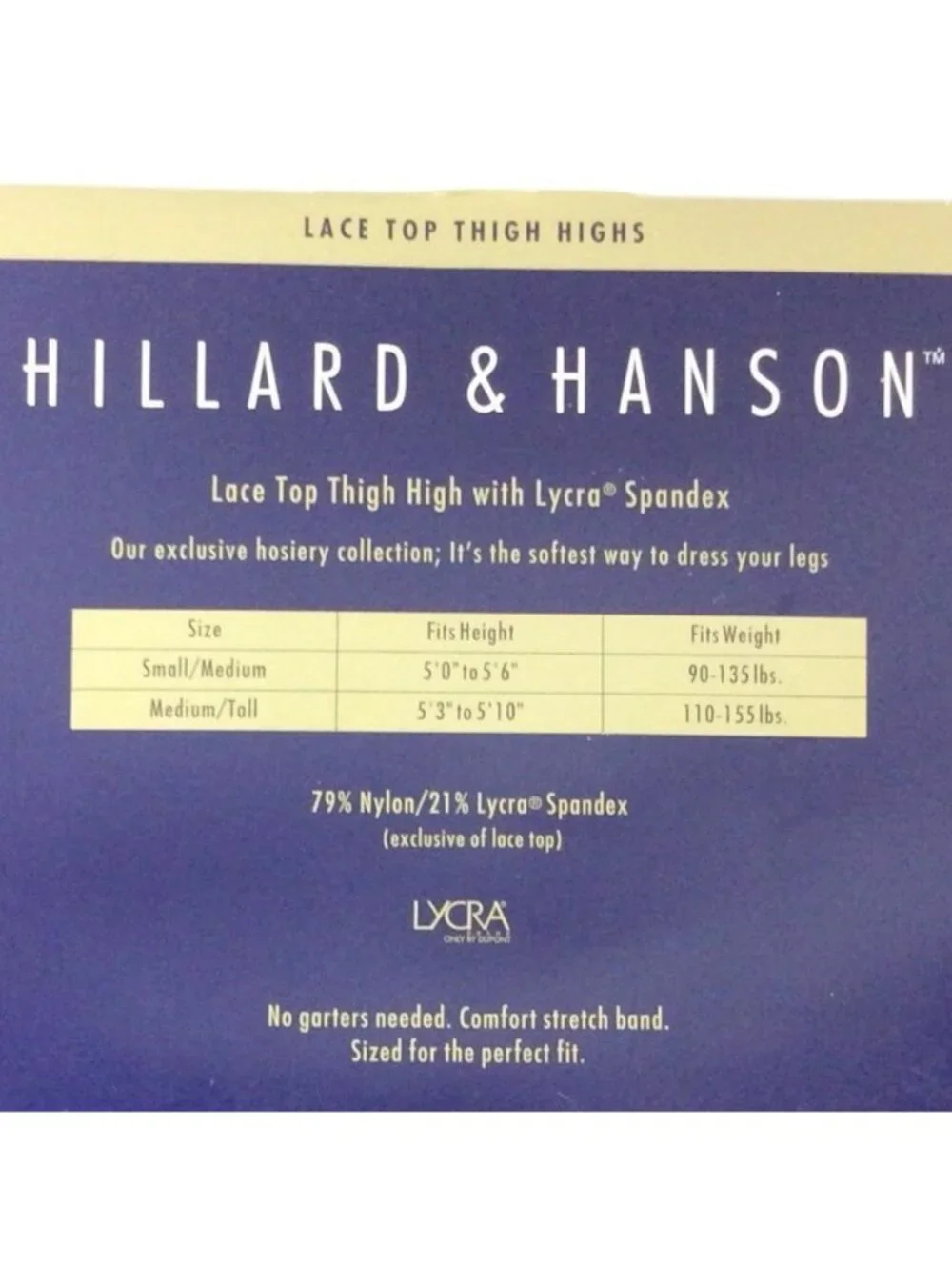 Hillard & Hanson Lace Top Thigh High Stockings M/T Light Beige Sandalfoot